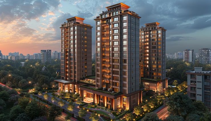 Greenspace Celestial apartment towers with open green spaces in Kokapet